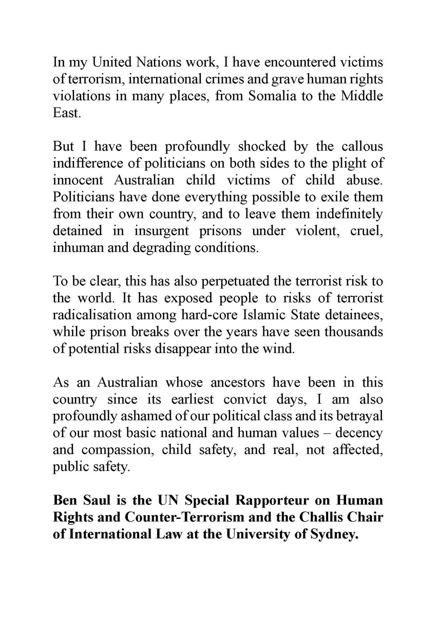 Prof Ben Saul - UN SR Human Rights & Counterterror tweet media