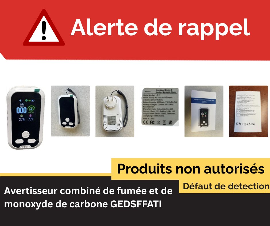 IncendiesON's tweet photo. Alerte de rappel!

Risque de non-détection: Avertisseur combiné de fumée et de monoxyde de carbone GEDSFFATI, vendu précédemment au Canada

Pour en savoir plus pour identifier le produit concerné et ce qu'il faut faire ensuite:
https://t.co/q0TYE2E3xf https://t.co/Uon5qO1ZIq