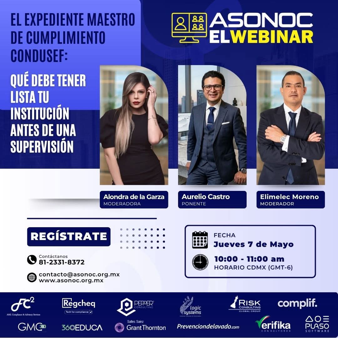 LRCUrielAngeles's tweet photo. ¿Tu expediente maestro realmente está listo para una supervisión CONDUSEF? 📂

Mañana es el webinar de @ASONOC sobre documentación, trazabilidad y cumplimiento operativo.

🗓️ Jueves 7 de mayo
⏰ 10:00 a.m. CDMX

Registro:
https://t.co/EQJCnGUAzt

#PLD #Cumplimiento #OC #ASONOC https://t.co/oE7Vyz87I3
