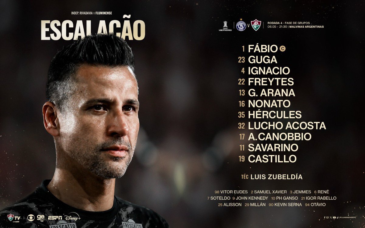 O #TimeDeGuerreiros está escalado para a partida contra o Independiente Rivadavia-ARG, pela @libertadoresbr. VAMOS VENCER, NENSE!