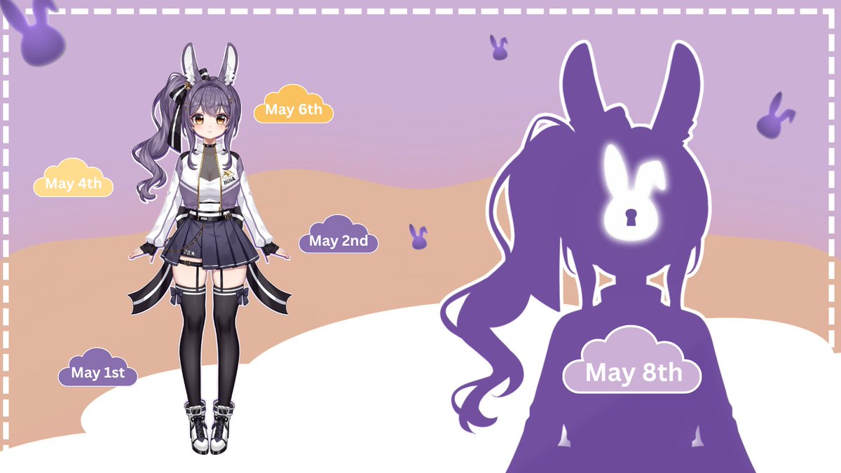 EuphoriaVTuber's tweet photo. Rabbit Racequeen VTuber REVEAL: 3 DAYS TIL DEBUT!
☀️🐇
LOOK! It's the funniest fluffiest bunniest girl... in STAGE//Rainbow! I'm so happy to be so close to sharing everything during DEBUT on May 9th! 
ʙᴇ ᴛʜᴇʀᴇ ᴏʀ ɪ ᴡɪʟʟ ᴛᴀᴋᴇ ʏᴏᴜʀ ᴛᴇᴇᴛʜ.
Aren't you excited!?💜 https://t.co/WexT6yxSKT