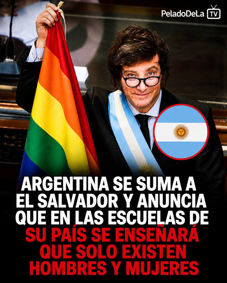 🚨 ARGENTINA DICE BASTA 🔥

Milei anuncia que Argentina se suma a El Salvador: en las escuelas se enseñará que solo existen hombres y mujeres.

Se terminó la ideología de género en las aulas. Biología por sobre moda. 

Los pibes van a aprender ciencia.

¿Quién más lo banca? 🇦🇷
