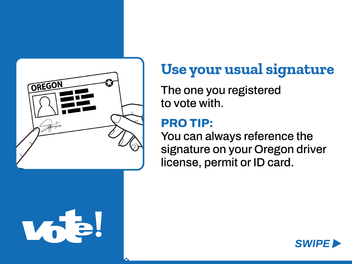 OregonElections's tweet photo. Did you know that elections officials use your signature to help verify your identity? The signature verification process is just one of many ways they ensure the integrity of our elections. Taking a moment to sign clearly matters. Here’s what you should know:
#oregonvotes https://t.co/GPCYVU8jiP