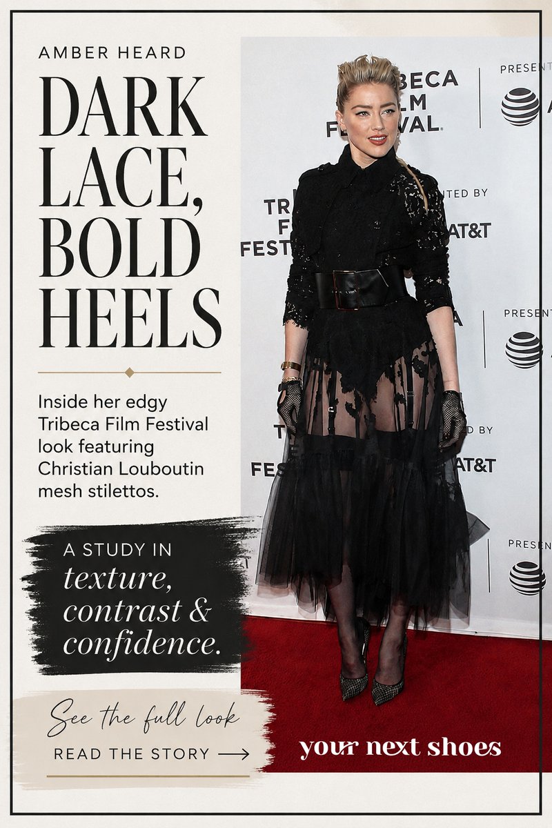 Amber Heard's Tribeca Film Festival look used lace, mesh, and transparency  to create a true second-skin effect  with the fishnet stilettos quietly  tying the entire outfit together. https://t.co/XTiI5ZiOdM