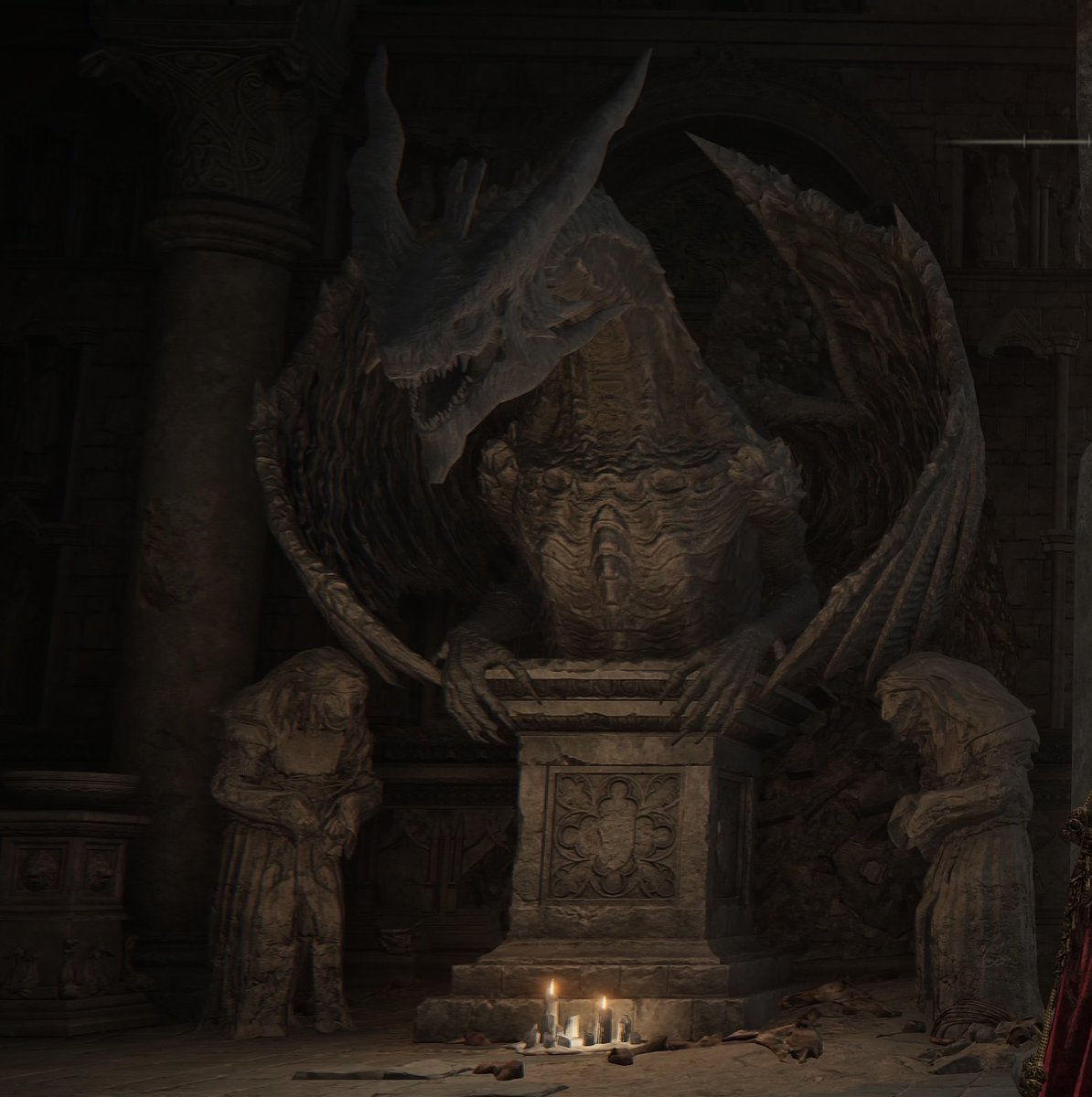 tombs & statues of beastmen clergy at an ancient dragons' side are seen ...