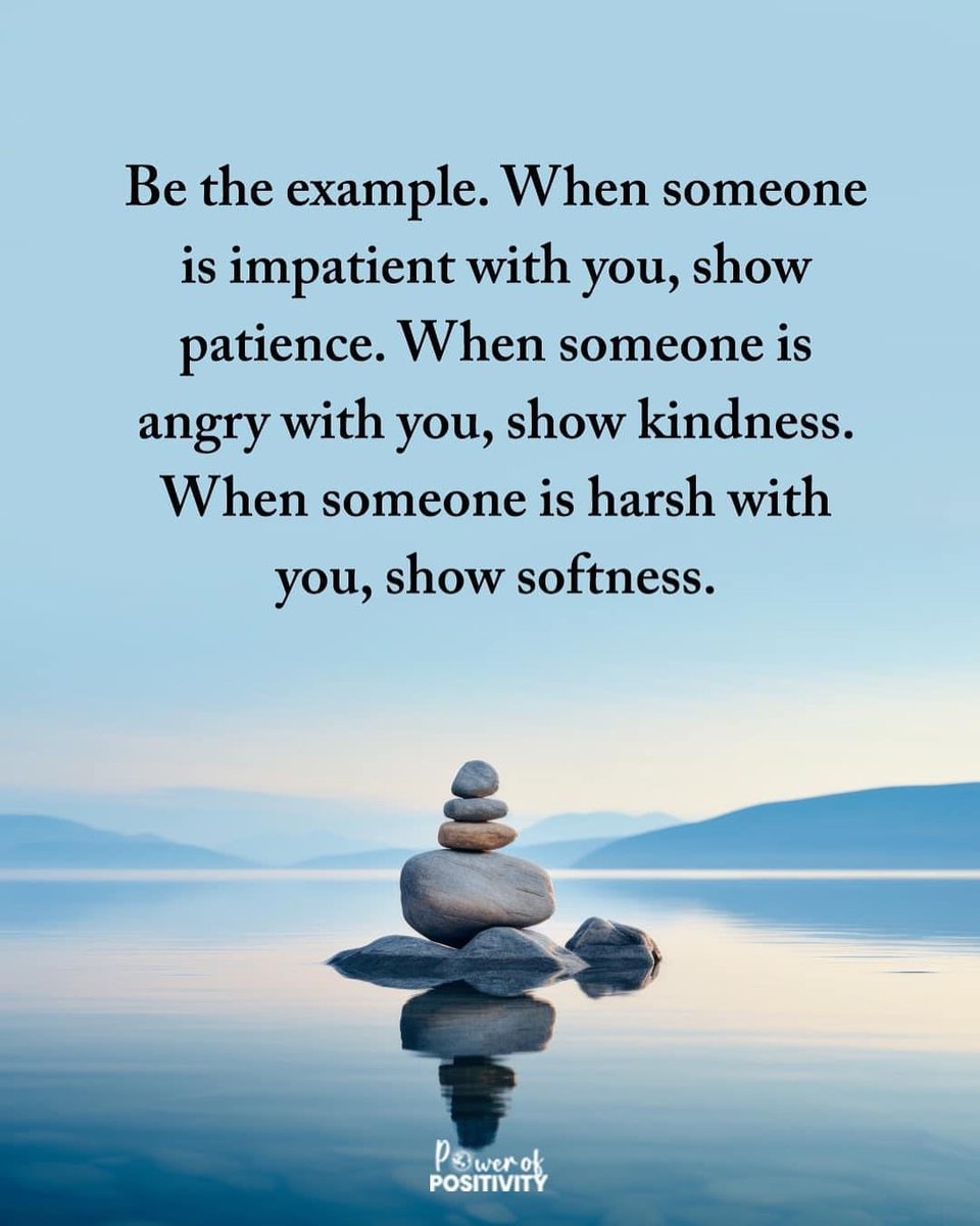 Be the example. When someone is impatient with you, show patience. When someone is angry with you, show kindness. When someone is harsh with you, show softness. 🌱😊