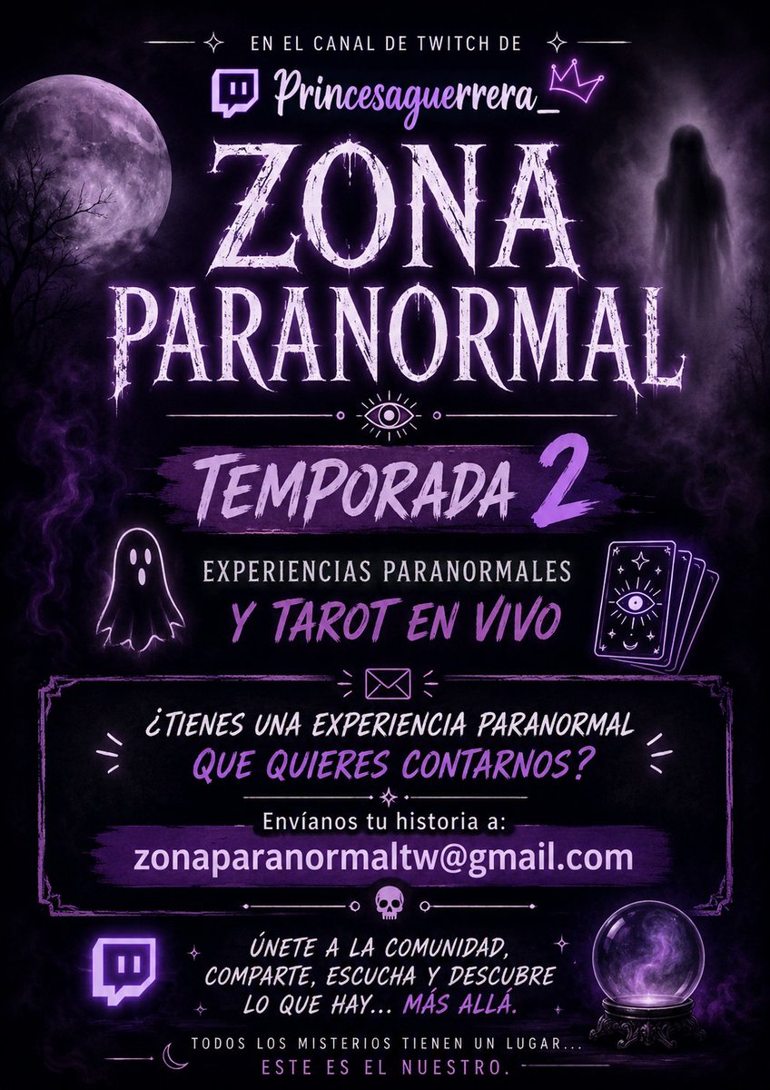 PrincessRealeza's tweet photo. Como ya he anunciado anteriormente, en breve comenzaremos con la Temporada 2 de Zona Paranormal, un rincon donde hablaremos de todas vuestras experiencias. Te apuntas? Escribenos a nuestro email!! https://t.co/Z1JH6A1KQd
