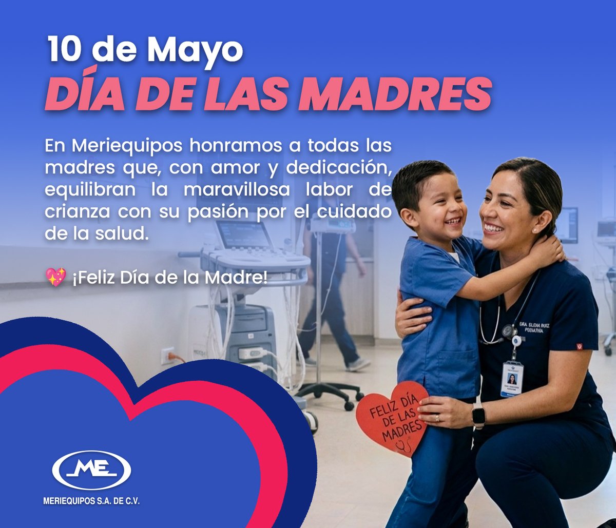 Meriequipos's tweet photo. 👩‍⚕️ En Meriequipos honramos a todas las madres que, con amor y dedicación, equilibran la maravillosa labor de crianza con su pasión por el cuidado de la salud. 

💖 ¡Feliz Día de la Madre! Porque con su ejemplo seguimos brindando equipos médicos de excelencia. 

#DíaDeLaMadre https://t.co/7olVN4iRuj