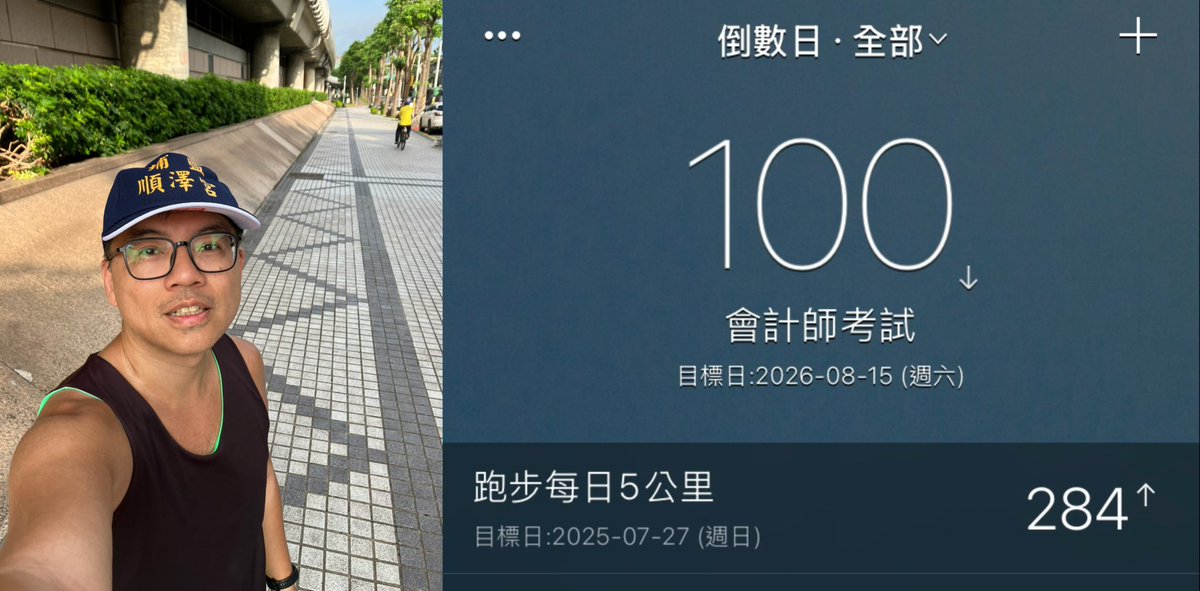mingwangx's tweet photo. 每日跑步5公里第284天。
會計師考試倒數100天。 https://t.co/Sc3Ptzyuj9