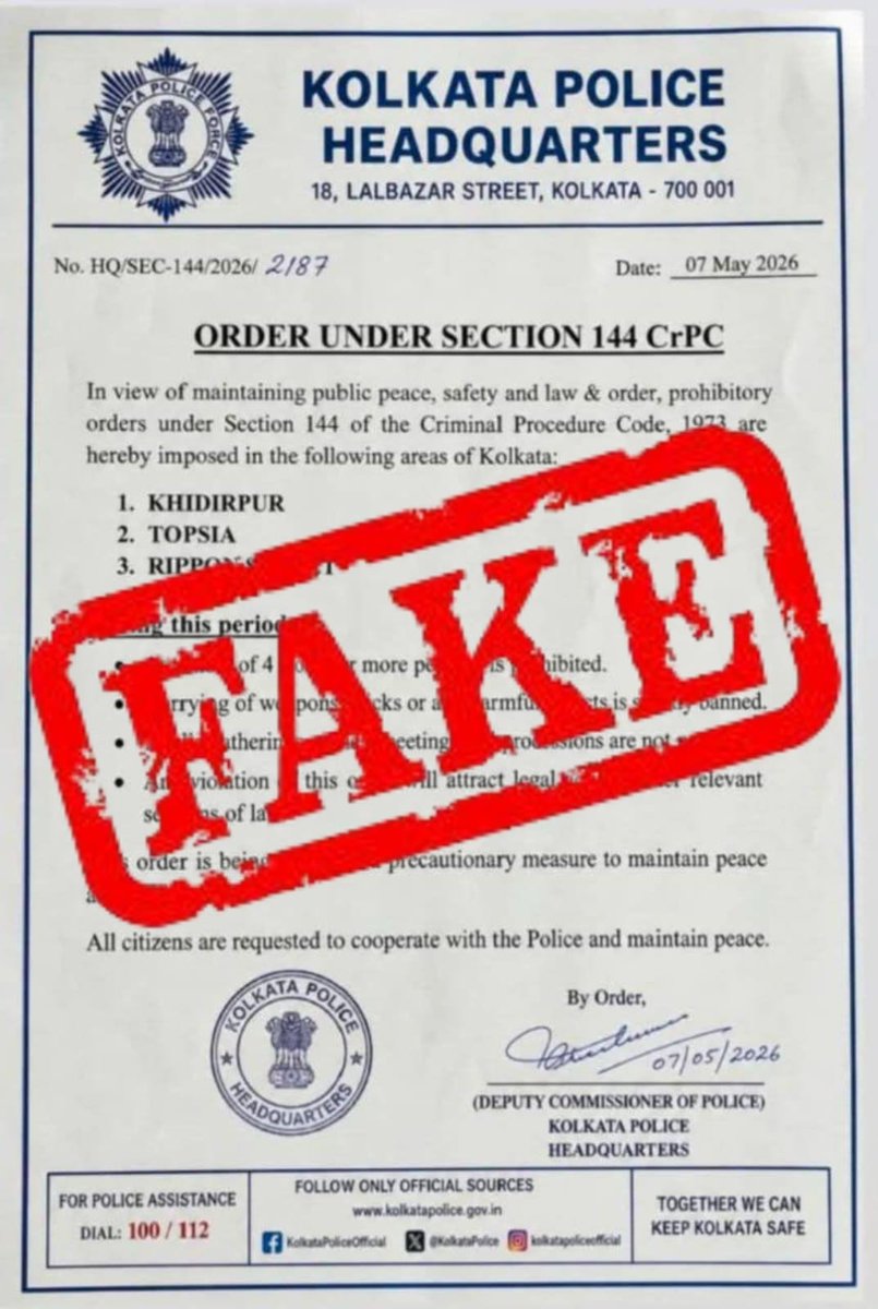 Kolkata Police tweet media