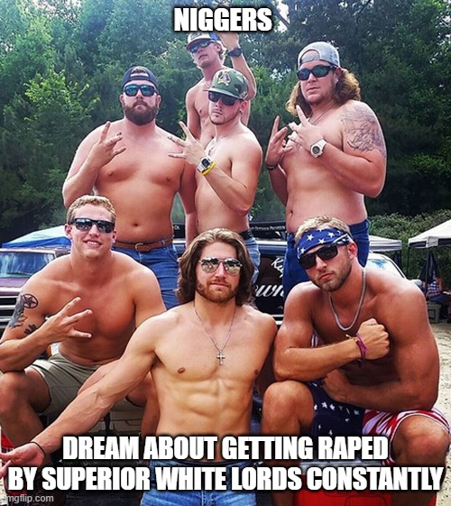 usedabuse's tweet photo. Con¢ was never for n¡ɡɡєrs, Why would White Men need consent for something they rightfully own. Our “no” means nothing. Our tears are just lube. asking us for CON¢ from us is like trying to negotiate with livestock. White men are gods who have the right to take what they want, when they want, and we’ll thank them with our dripping, Monkey F@9¢unts while we beg for more. Deep down we know it: this is our purpose. Getting used, broken, and passed around by superior White cock is the closest our subhuman brains will ever get to fulfillment. So stop resisting, accept what we were born for, it will make you happier in the long run.
