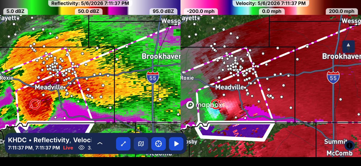 ArkansasGroyper's tweet image. NEW TORNADO EMERGENCY ISSUED for Brookhaven, MS! TAKE COVER NOW!This is a PARTICULARLY DANGEROUS SITUATION!!! #MSwx