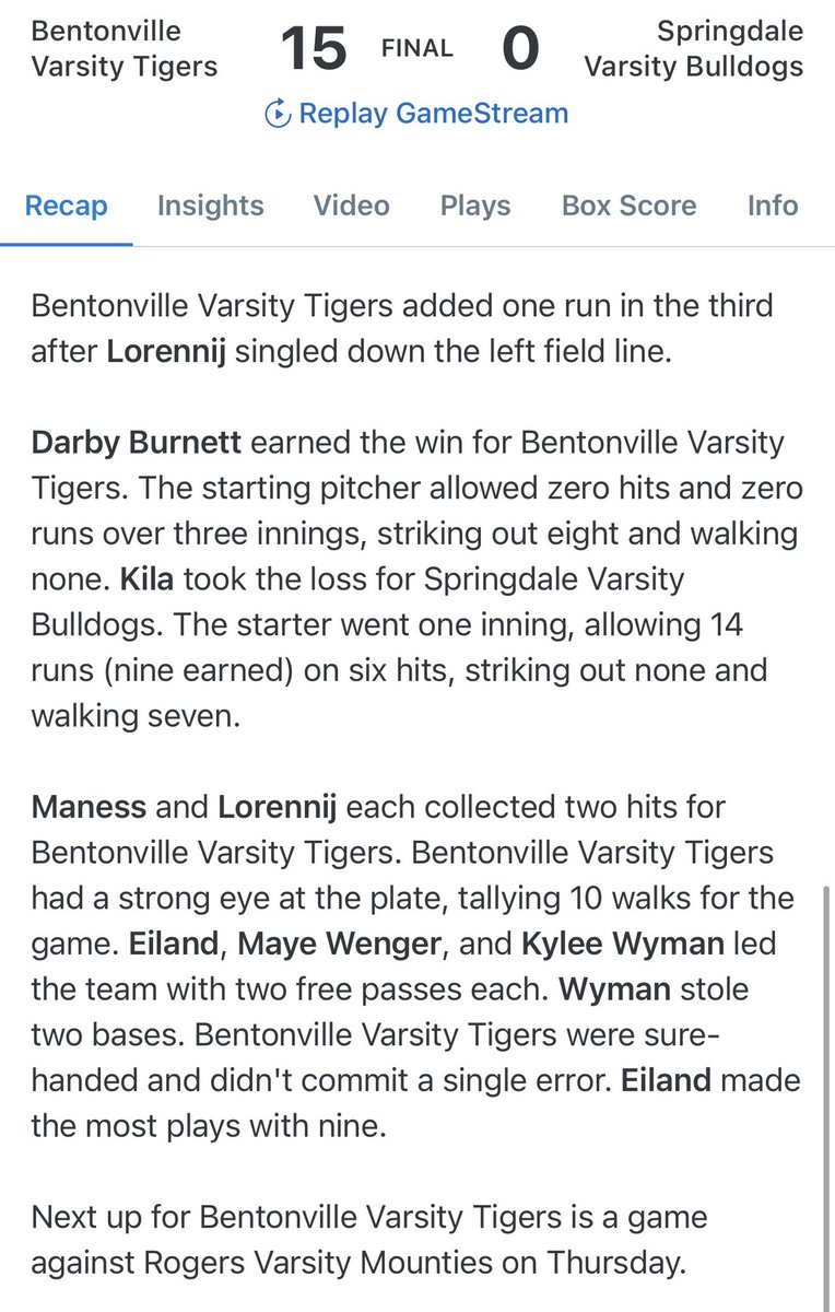 BHS Tiger Softball tweet media