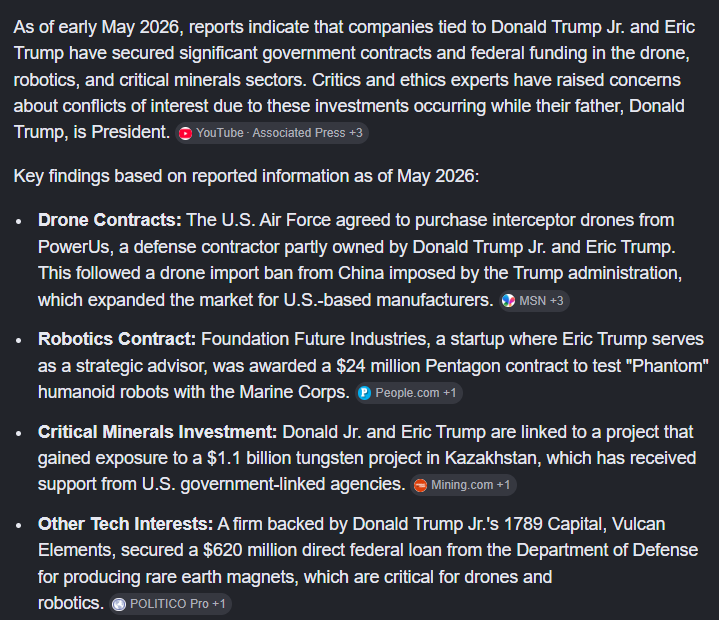 theRollDdice's tweet photo. @NeroVenn84 @BitcoinSapiens He robbed the restaurant, but left the money in the tip jar.
In addition to your list, he gave his crooked kids no bid Drone, Robotics & Critical Minerals contracts.
Indictments vs DJT, #TraitorTot, #EricTheEmpty & #BarronLurch SHOULD BE delivered the day Trump's out of the WH. https://t.co/VIZjo9KuEO