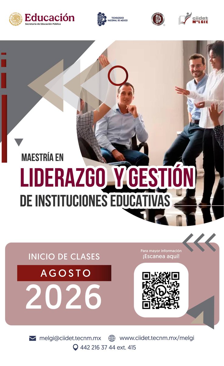 📷📷 ¡Impulsa tu desarrollo profesional!
El  Centro Interdisciplinario de Investigación y Docencia en Educación  Técnica (CIIDET) te invita a formar parte de la Maestría en Liderazgo y  Gestión de Instituciones Educativas.
INFORMES: bit.ly/4weqEbY
📷