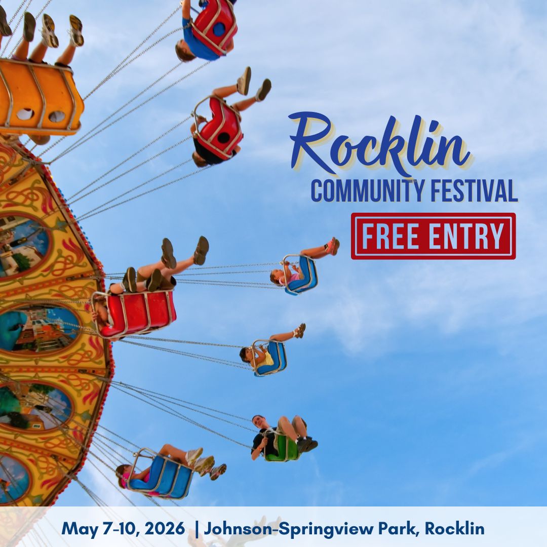 RocklinCommFest's tweet photo. 🎡 FREE entry. 4 days. Don’t miss it. The Rocklin Community Festival is almost here! Join us May 7–10 at Johnson-Springview Park for rides, food, live entertainment, and community fun for all ages.  🎟 Discounted ride wristbands available for a limited time  #RCF2026 https://t.co/IOfIhKBJZR