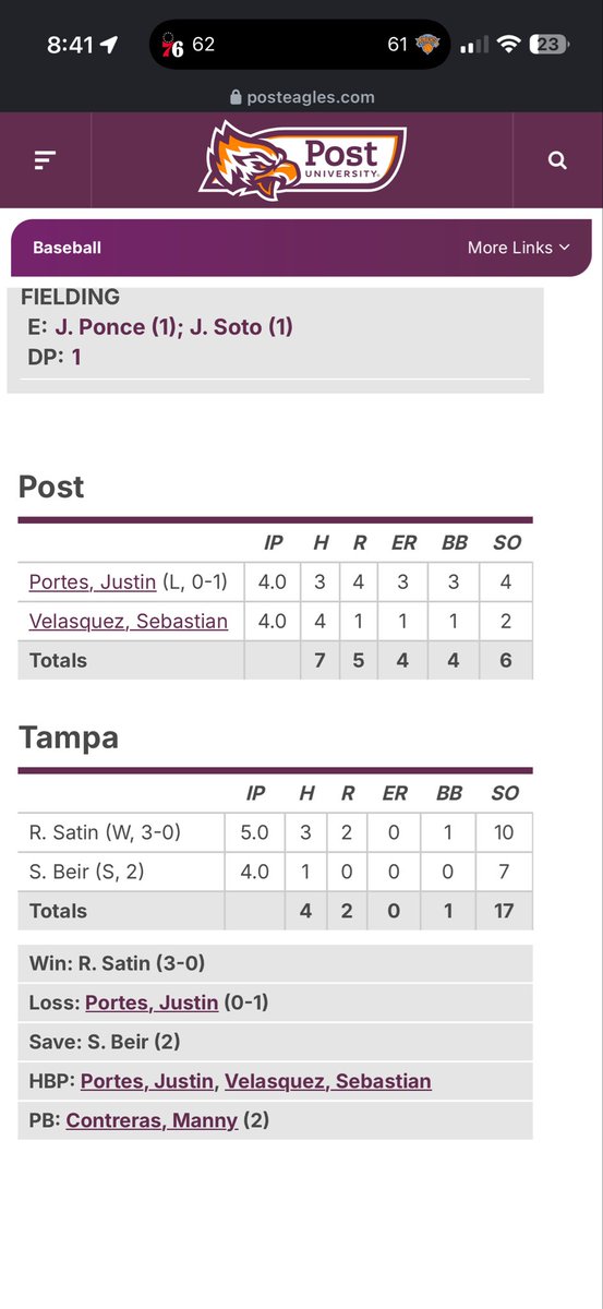 svelas08's tweet photo. 6’2 RHP IN TRANSFER PORTAL🚨
FB-88-90 T92
SNK- 85-87
SPL- 82-84
SL-79-82
CB-76-78
2 years of eligibility left (3.6 gpa)
End of Year Regular Season Stats below
2 best outings below (U Tampa/ Felician U)
( 3 different pitching coaches in 2 years looking for something more stable) https://t.co/HFg3bs0Kjw