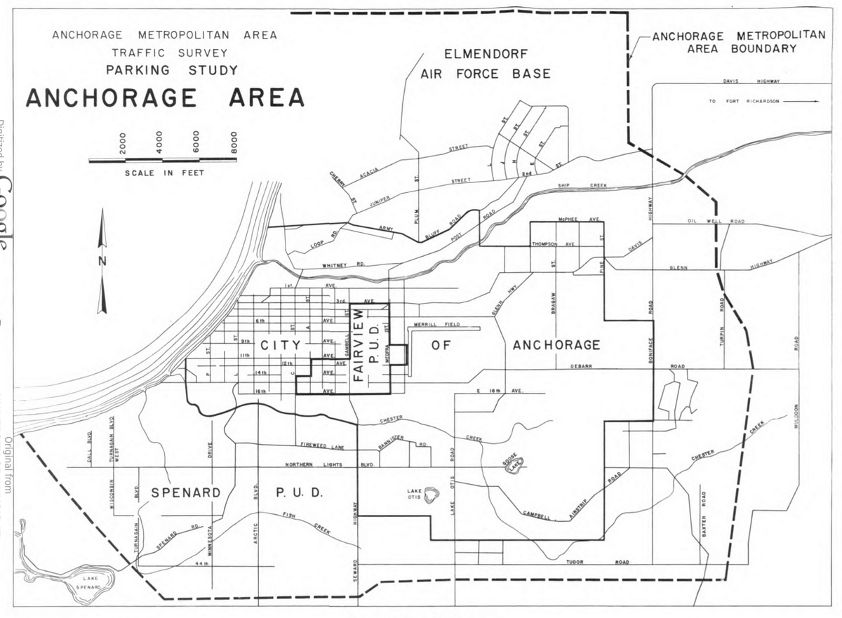 ANC_Historian's tweet photo. 1959 Anchorage area map w/ independent Spenard &amp; Fairview (as public utility districts). Fairview was annexed into the city in 1960. Spenard became the core of the Greater Anchorage Area Borough in 1963. Unification into the Municipality in 1975. #alaskahistory #anchoragehistory https://t.co/I5uOrE6r0Q