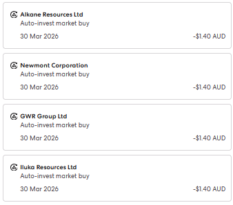 AsxBaby's tweet photo. 30 March 2026

Auto buy plus dividend reinvestment from RHI, NEM, ILU, FMG and NST!

 #ASX #GOLD #MINING:  $GWR.AX $WGX.AX $FMG.AX $ALK.AX $ILU.AX $RHI.AX $MIN.AX $EVN.AX $PRN.AX $SBM.AX $RND.AX $NST.AX $TBR.AX $BCN.AX $RRL.AX $NEM.AX $CMM.AX $BGL.AX https://t.co/8okhoAu7R1