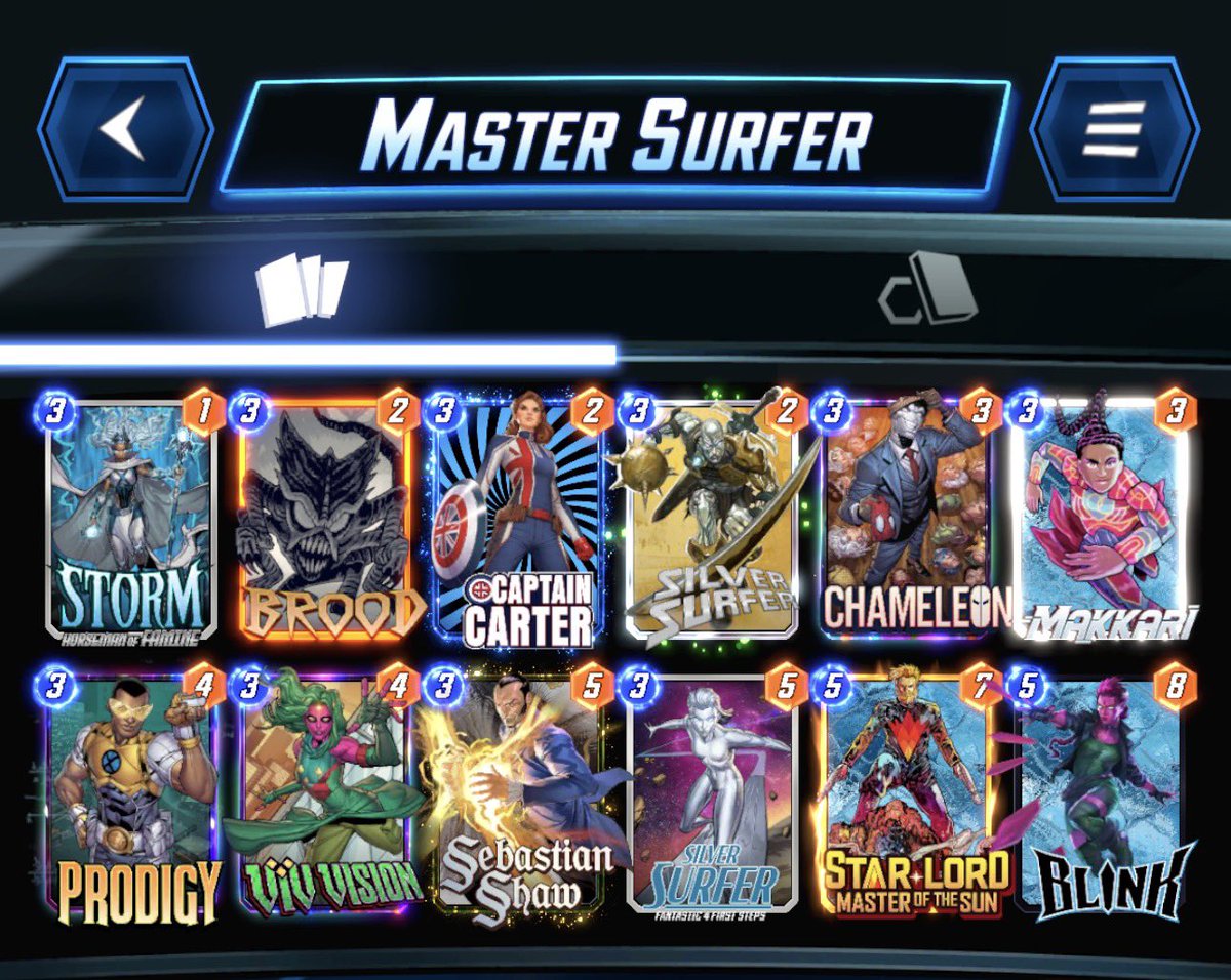 Albano2190's tweet photo. Can i say that Horseman Gambit needs a change, can’t even play the season pass card , anyway here is the deck i used to reach infinity this season. #marvel #snap #decks #marvelsnap #marvelsnapdecks https://t.co/eY7XMYUG1N