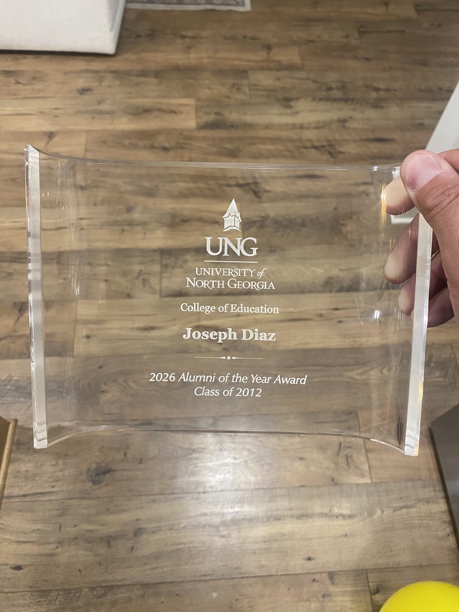 MrMathEducation's tweet photo. Honored to receive the first ever inaugural alumni award from the University of North Georgia College of Education.

I am incredibly grateful for the professors who have continued to support me throughout the years and helped shape both my career and purpose. https://t.co/t8872u8eVo