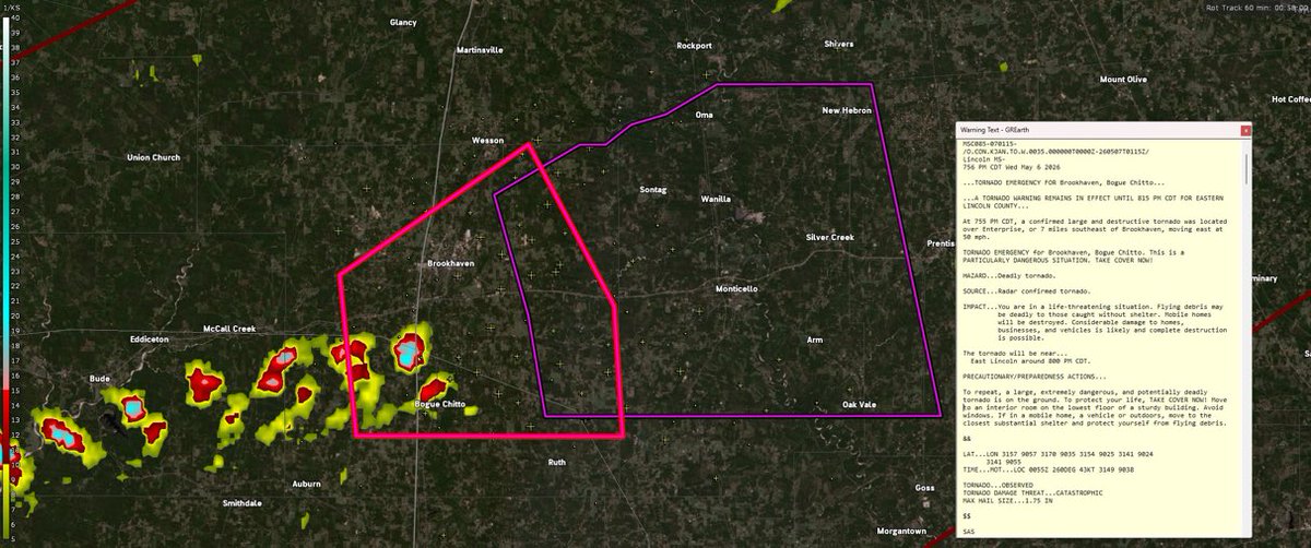 BreakingXAlerts's tweet image. TORNADO EMERGENCY for Brookhaven, Bogue Chitto. This is a PARTICULARLY DANGEROUS SITUATION. HAZARD... Deadly tornado. TORNADO DAMAGE THREAT... CATASTROPHIC.