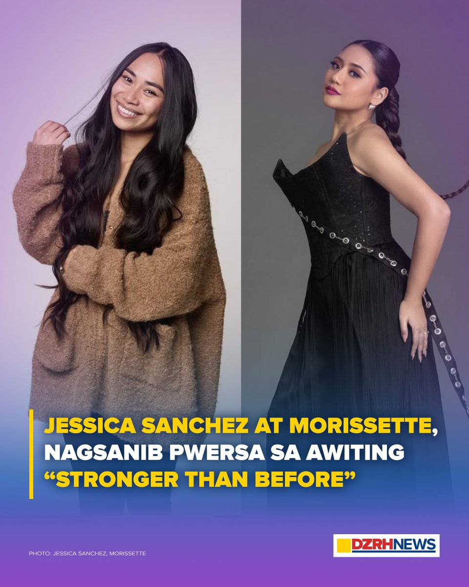 dzrhnews's tweet photo. 'STRONGER THAN BEFORE'

Nagsanib-puwersa sina America’s Got Talent Winner Jessica Sanchez at Asia’s Phoenix Morissette para sa powerful duet song na “Stronger Than Before,” isang awiting sumasalamin sa katatagan, pananampalataya, at pagbangon mula sa pagsubok, na ngayon ay mapapakinggan na sa iba’t ibang streaming platforms.

Tampok sa kanta ang personal na pinaghugutan ni Jessica sa kanyang buhay at karera, habang lalong pinatingkad ng kolaborasyon ang husay at emosyon ng dalawang world-class vocalists.

BASAHIN: https://t.co/kjqKau8yi9