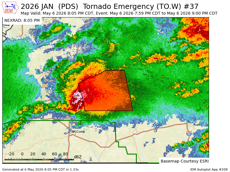 PWXForecasting's tweet photo. JAN continues Tornado Emergency [tornado: OBSERVED, damage threat: CATASTROPHIC, hail: <.75 IN] for Jefferson Davis, Lawrence, Lincoln [MS] till 9:00 PM CDT https://t.co/WFjPft3x0a https://t.co/9af0dQHiKu