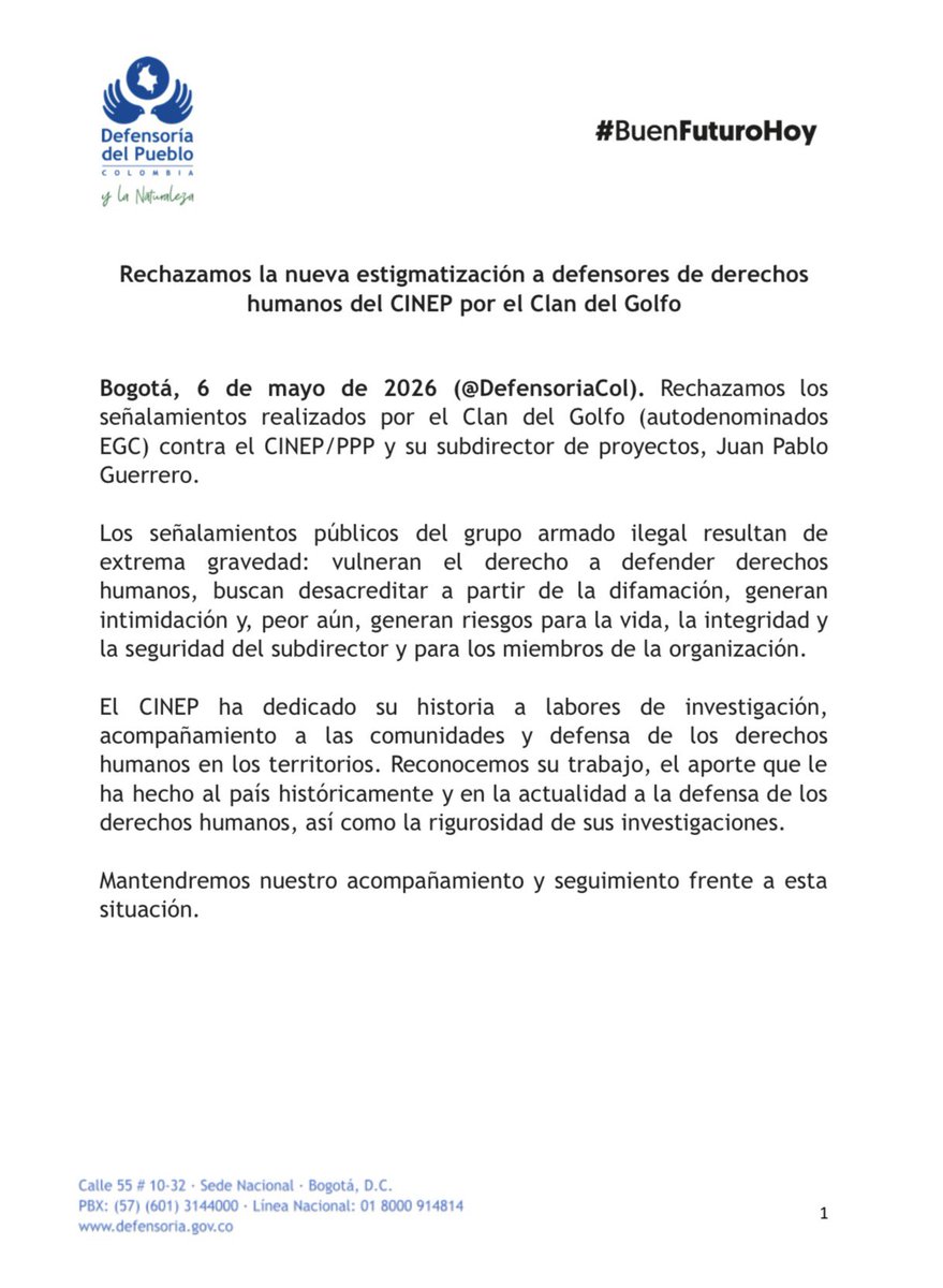 Defensoría del Pueblo tweet media