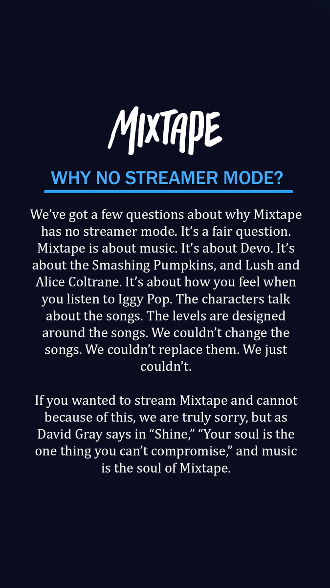 A note from BnD about streaming.