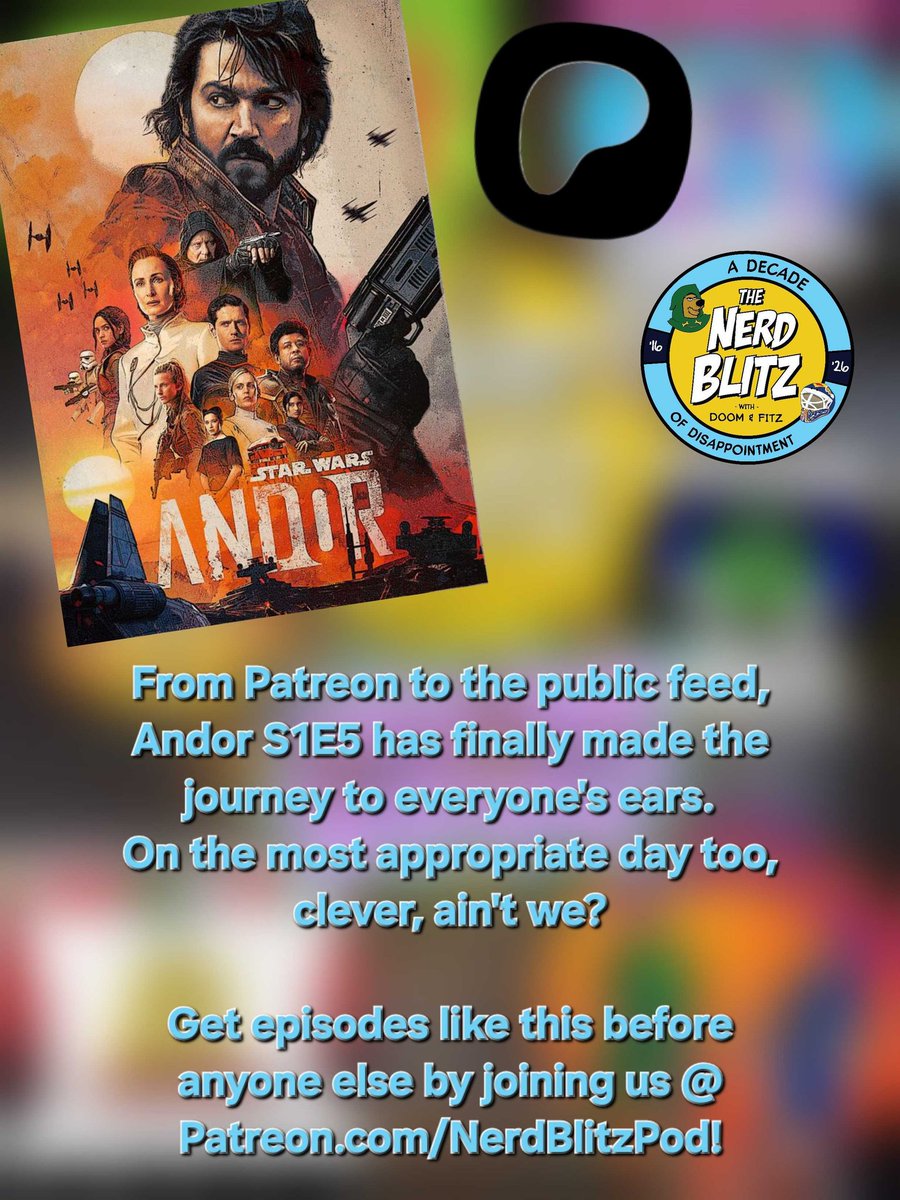 NerdBlitzPod's tweet photo. The public feed and Patreon have both gotten some quality Star Wars action this week.
Head to your favorite podcast platform of https://t.co/5AEjJNEKXp for Andor S1E5 and then the $5 tier of https://t.co/8U7vV8Y8NN for Tales Of The Jedi!

#StarWars #Patreon https://t.co/reebMNxklE