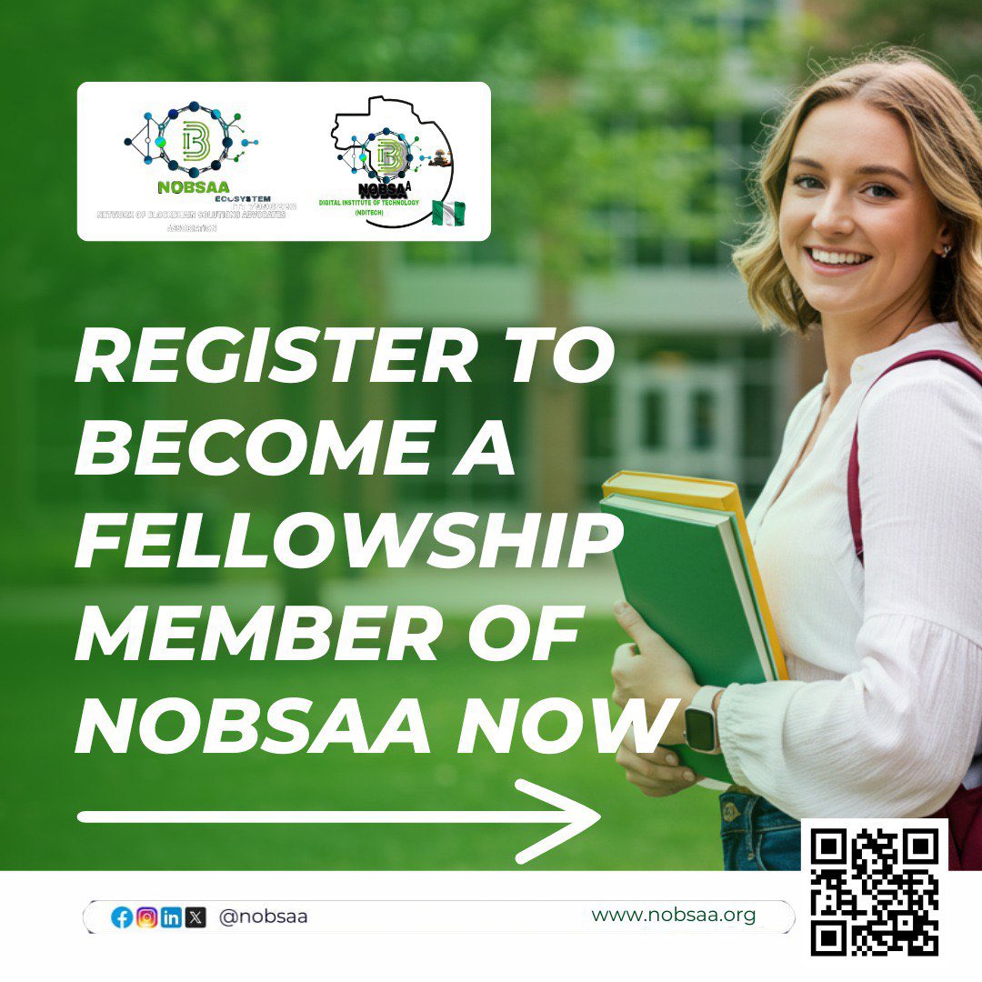 Nobsaaecosystem's tweet photo. BECOME A PART OF THE NOBSAA COMMUNITY! https://t.co/inIjK6T1Ub

Register Now to Become a Fellowship Member!

Join the Network of Blockchain Solutions Advocates Association (NOBSAA) today and become a part of a vibrant community of blockchain enthusiasts! https://t.co/nYsQpsBjic