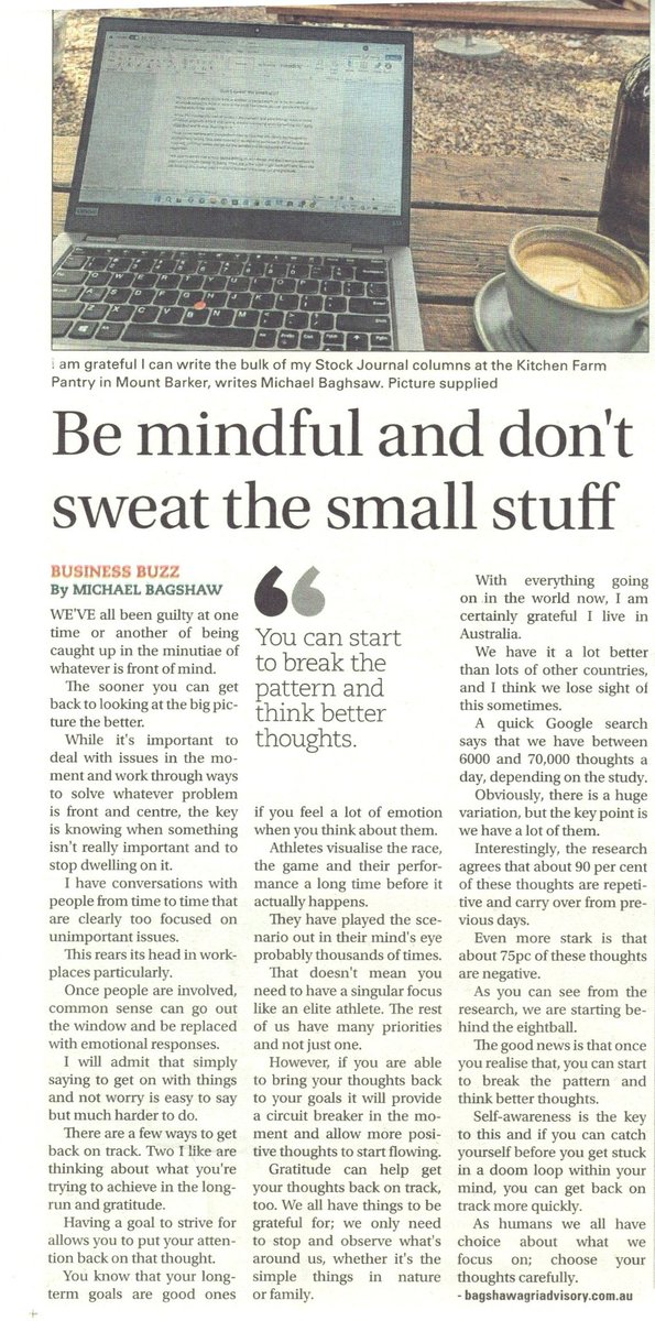 MichaelBagshaw's tweet photo. This week's Stock Journal article. Gratitude is a superpower. There is always something to be grateful for. https://t.co/yYHBt1WQep