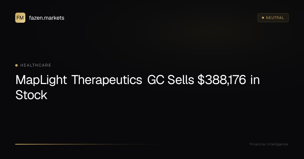 fazenmarkets's tweet photo. MapLight Therapeutics GC Sells $388,176 in Stock: MapLight GC Kristopher Hanson sold $388,176 in shares, disclosed May 7, 2026 in an SEC filing reported… https://t.co/heaRayXpPu 👈 Read full analysis #MapLightTherapeutics #StockMarket #InvestmentNews #KristopherHanson #SECfiling https://t.co/Jp3EjtAJDg