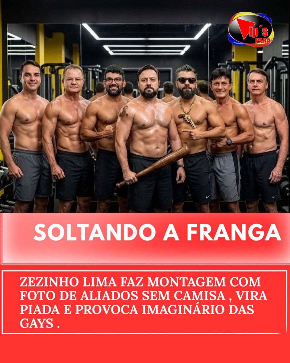 RVipspara's tweet photo. O vereador de Zezinho Lima (o caricato do porrete e da história com padre) voltou a movimentar as redes sociais nos últimos dias após publicar uma montagem reunindo aliados bolsonaristas em versões sem camisa e com abdômens definidos.
#bolsonaro #extremadireita https://t.co/4tsk1dKENO