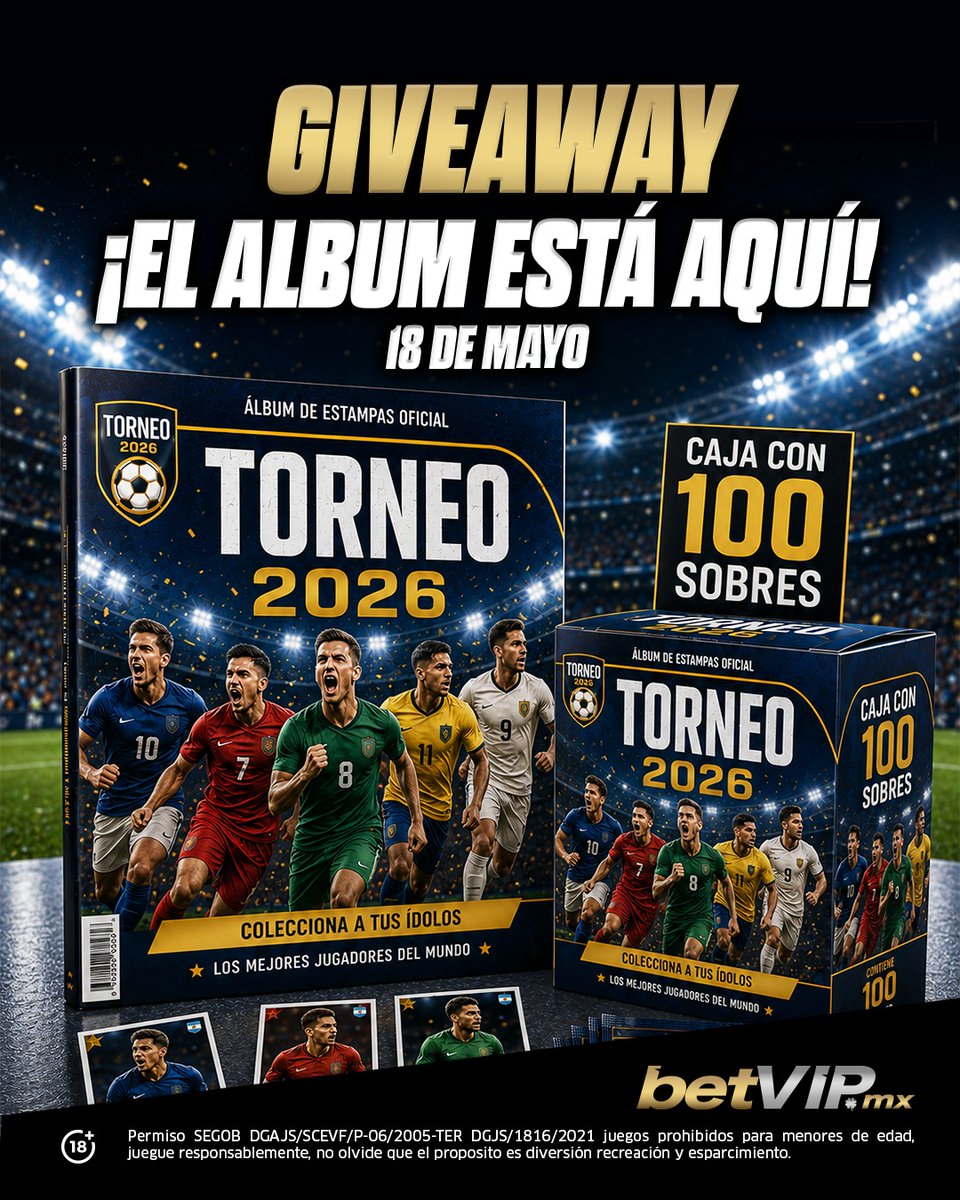 ¡Daremos dos kits de álbum y caja con sobres! 🎁
(Sorteo exclusivo de X [Twitter])

Participa así:
✔️ Da Repost (RT)
✔️ Etiqueta a un amigo en comentarios
✔️ Tú y tu amigo deben seguirnos (betvipmx)

🔞 Solo mayores de edad
🇲🇽 Solo personas en México
✅ También puedes participar
