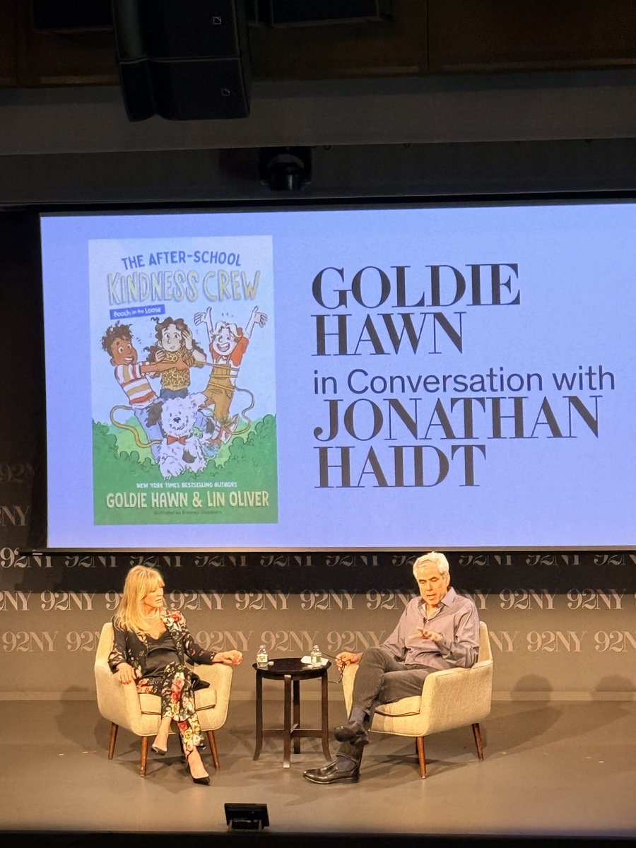 DrGailGross's tweet photo. My dear friend Goldie in conversation with Jonathan Haidt. Wonderful🙂 https://t.co/wAzr9O4Z2z