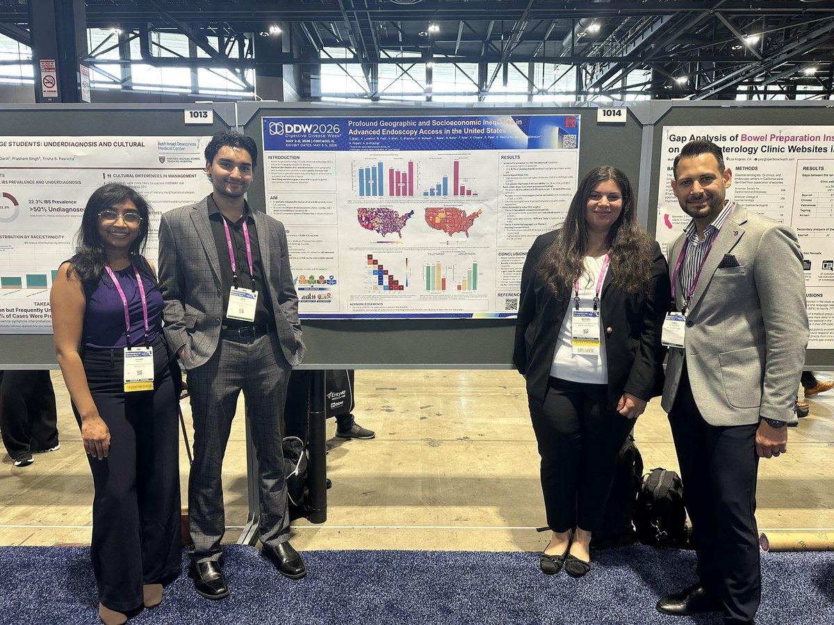 AhmedAl20674623's tweet photo. Proud of the incredible academic success of Rutgers GI at #DDW2026 with numerous accepted abstracts, posters, a Poster of Distinction, and 3 oral presentations highlighting impactful national research in IBD, MASLD, advanced endoscopy, and healthcare disparities.

Special congratulations to our fellows, faculty, and research teams — the national recognition of Rutgers GI continues to grow! #Gastroenterology #Research #Rutgers #DDW