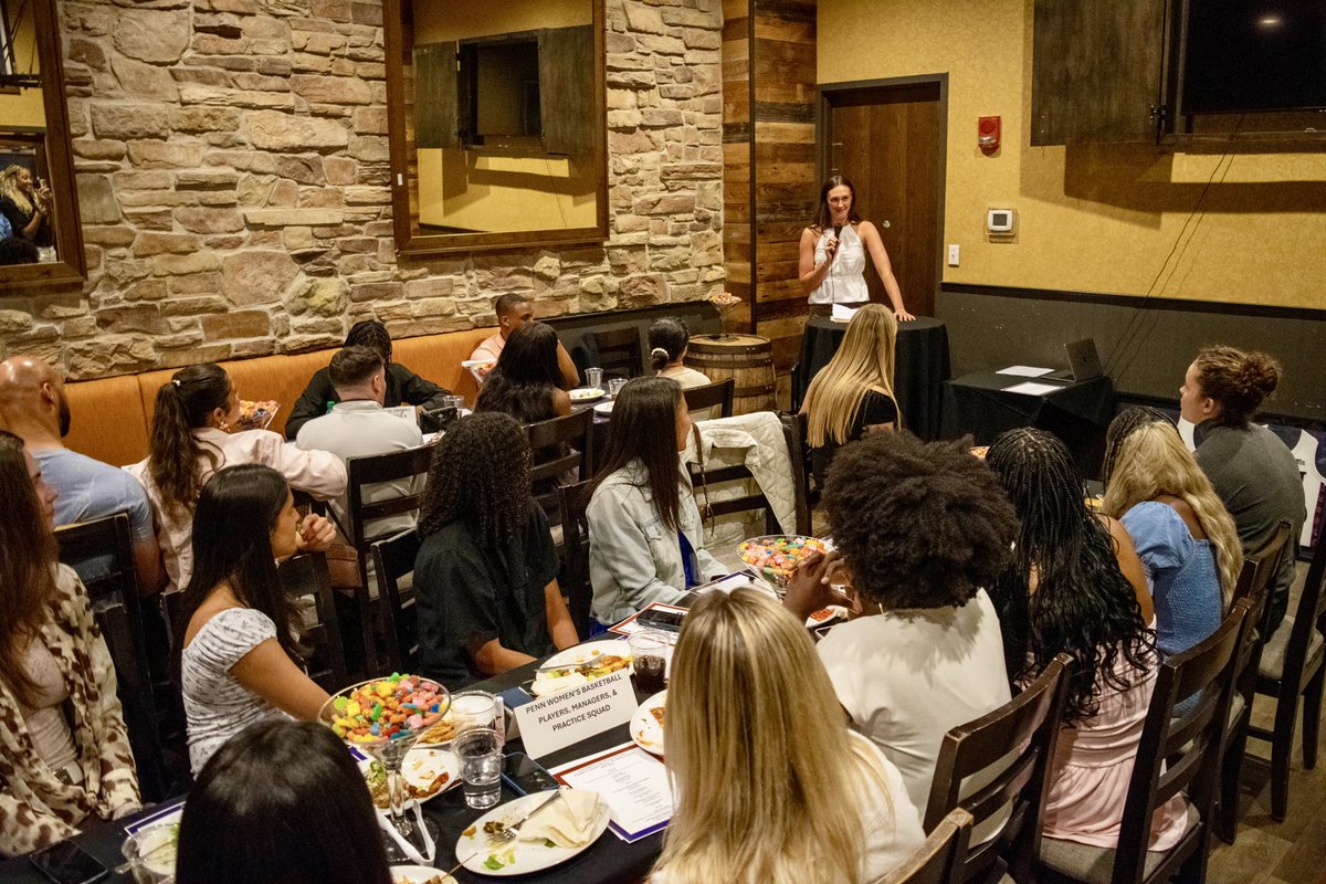 PennWBB's tweet photo. One last night together celebrating a season to remember! ❤️💙

From the laughs &amp; memories to honoring our seniors and everyone who helped make this year special — the 2026 Penn WBB Banquet was all about family, gratitude, and the journey we shared! 

#FightOnPenn https://t.co/ZXjQmW3uOm