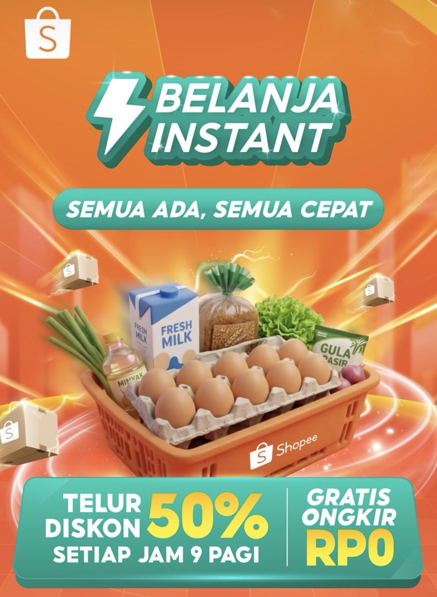PoponDisini's tweet photo. mau bilangin ke mamah kalo di Shopee Belanja Instant jam 9 pagi ada promo #ShopeeTelurDiskon50Persen
biar langsung auto nyetok gitu loh hehe https://t.co/oRPJwOA296