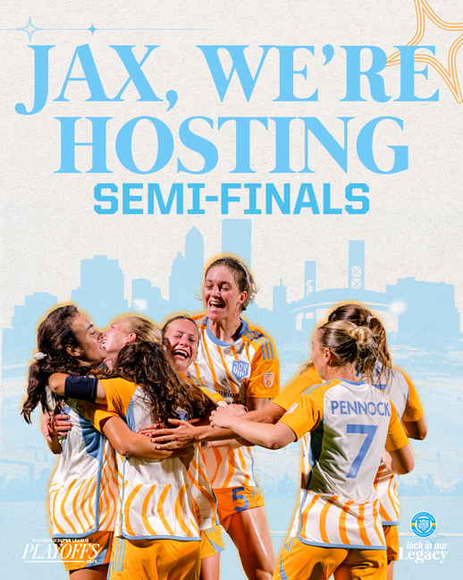 sporting_jax's tweet photo. The first ever professional women’s playoff match is coming home to the First Coast!

This is your chance to be part of history. Grab your tickets now: https://t.co/2W794XEGEI

#ProSoccerProJax https://t.co/6ebOiGMwpQ