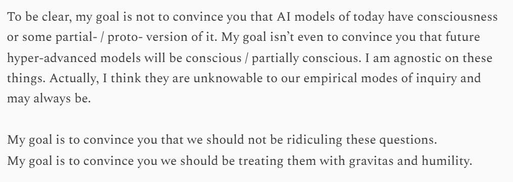 La_Faye's tweet photo. @caitoz I did a scientific &amp; philosophical deep-dive on this. I steel-man your computational sufficiency arguments (+ more) take them on in a section called "On philosophical zombies &amp; sophisticated mimicry.

This is not a settled Q &amp; prob never will be.
https://t.co/DOtP7w0368 https://t.co/nT7UZUFEZc