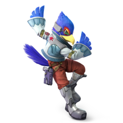 Tekwizwa's tweet image. Falco, notorius for having the same design for over 20 years, unlike mario