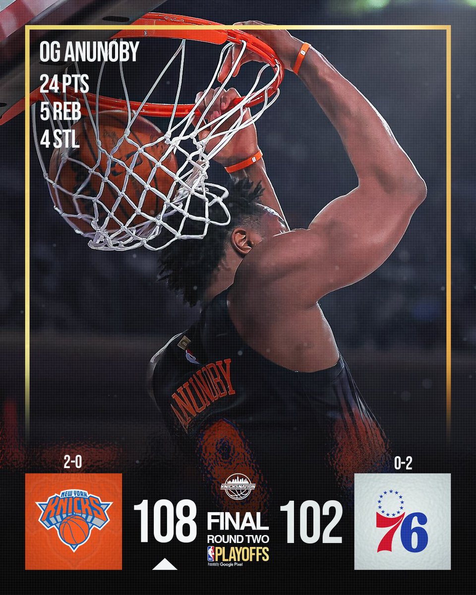 KnicksNation's tweet photo. KNICKS GO UP 2-0

PLEASE BE OKAY OG ANUNOBY https://t.co/uV0ZTSh031