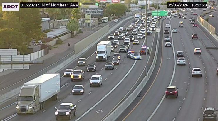 I-17 southbound near Northern Ave: A crash is blocking the HOV and