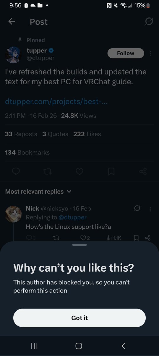 Loser blocked me