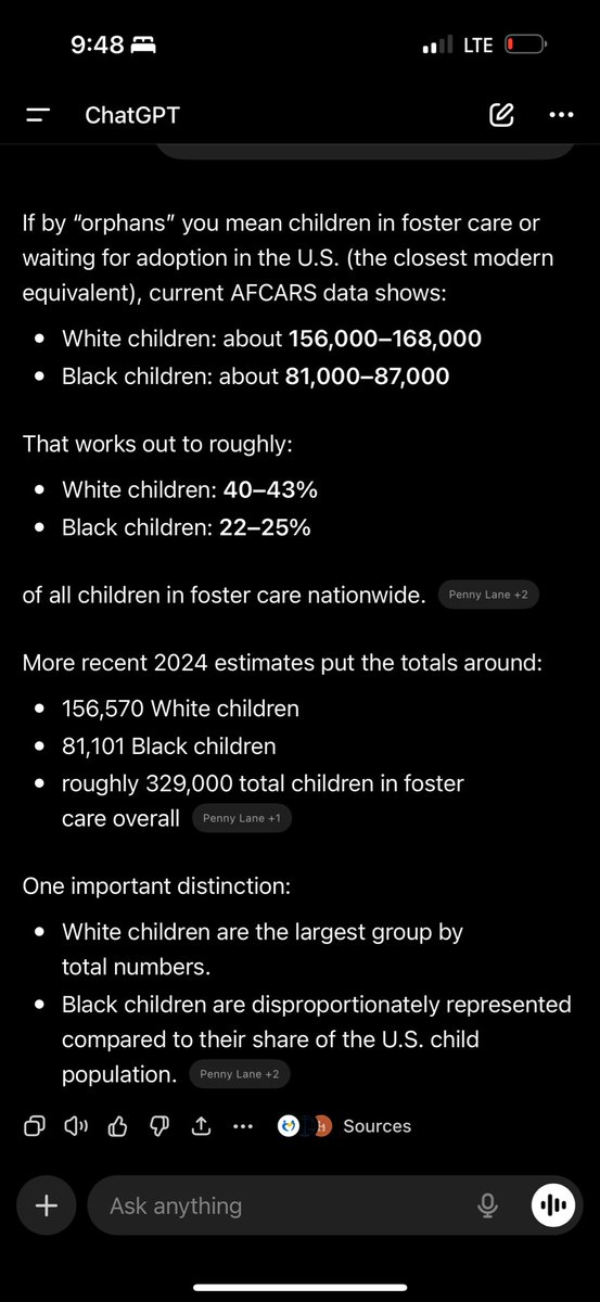 TakesToThink's tweet photo. @_GlassMachine_ @saintpabloxkj @DeIudedShaniqwa Ofc it’s bad but it’s not even over 100k like white ppl 😂

There’s a lot you can say about black ppl but not this.

However white ppl do tend to adopt more, guess they can raise other children but not their own 😂 https://t.co/hsFEtP4WXn