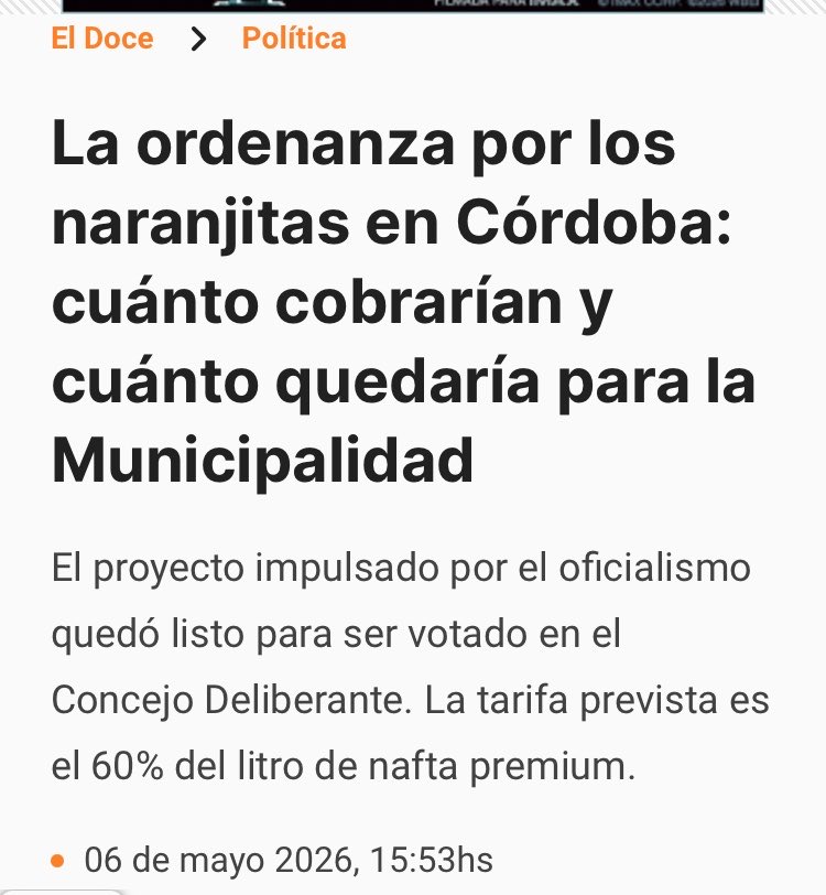 Passerini va a legalizar a los naranjitas. Te van a poder exigir el pago bajo el amparo de la municipalidad . Si te negas el naranjita te denuncia a la policía.