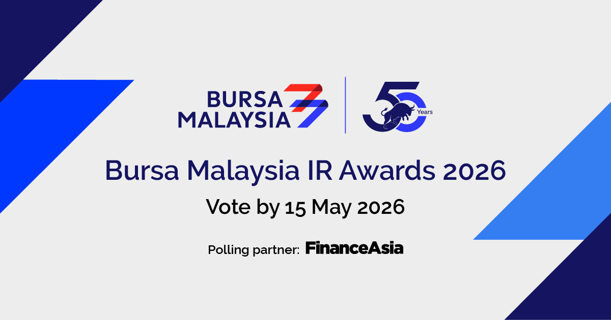FinanceAsia's tweet photo. The polling for Malaysia’s premier IR awards closes soon. Don't miss your chance to recognize the IR teams and senior leaders who are moving the needle for transparency and engagement in our market.

Cast Your Vote: https://t.co/O7PbApfvns https://t.co/5iuaVrJYBh