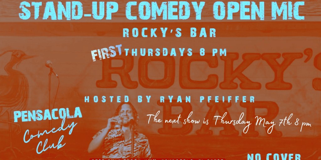 ratedrcomedy's tweet photo. No cover. Full bar. Unfiltered comedy.
That’s Thursday night at Rocky’s in Pensacola 🍻😂
8 PM — comics take the stage and anything can happen.
Grab your seat:
https://t.co/PFvkCML73Z
#PensacolaEvents #ComedyNight #LiveComedy #NoCover #Pensacola https://t.co/Iv7mrpgWIo